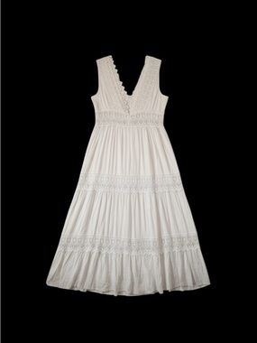 White Lace-Trim Summer Dress SZ-M